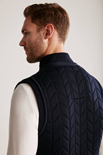 Hemington Lacivert Activewear Merino Yün Triko Yelek