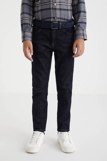Hemington Kaşmir Karışım Kışlık Kalın Lacivert Çocuk Denim Pantolon