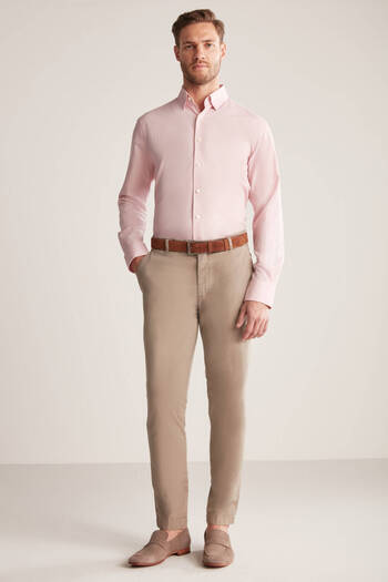 Hemington Cashmere Blend Hidden Button Pink Business Shirt
