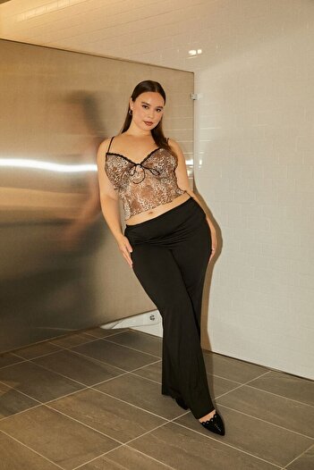 Forever 21 Plus Size Yüksek Bel Örgü Pantolon