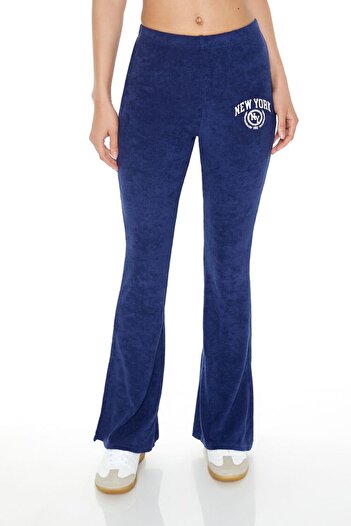 Forever 21 New York Baskılı Flare Pantolon