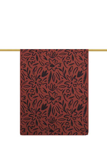 Bursa İpek Burgundy Spring Pattern Twill Silk Shawl