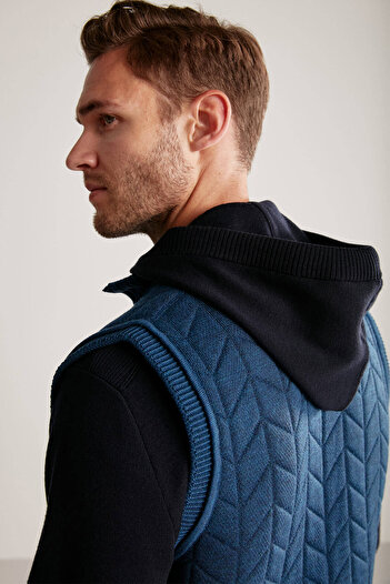 Hemington Mavi Activewear Merino Yün Triko Yelek