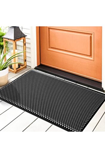 Choice CP04-Black Outdoor doormat,30 "x 17" silicone scraper front door mat, durable non-slip waterproof en