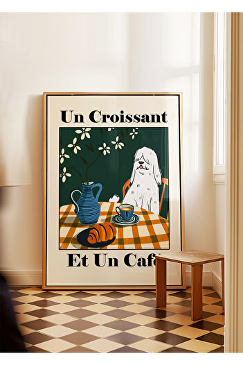 ARTHOUSECOLLECTIVE Vintage Poster - Coffee and Croissants - 1 - Frameless Poster in the Size of a Painting