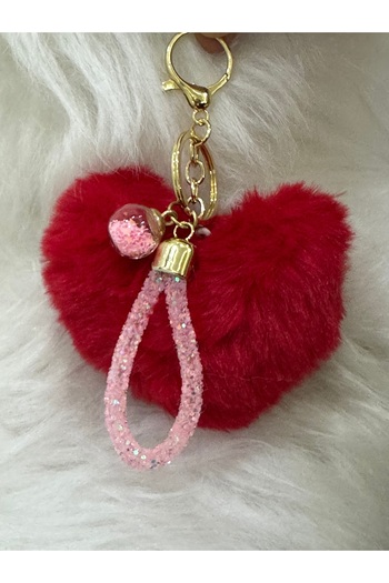 Hediyedukkani Large Luxury Design - Heart and Keychain Plush, Red