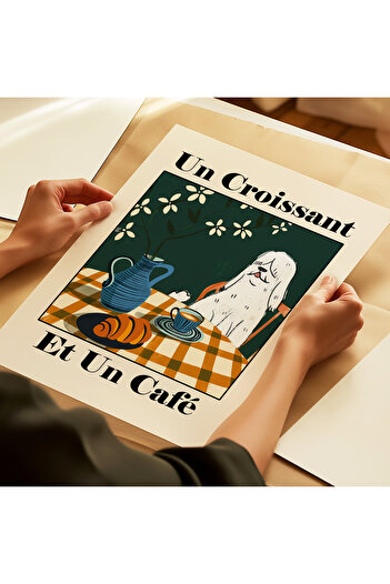 ARTHOUSECOLLECTIVE Vintage Poster - Coffee and Croissants - 1 - Frameless Poster in the Size of a Painting
