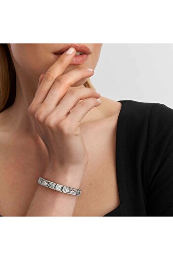 NOMİNATİON Orijinal Mavi Bileklik, İtalyan Charm, Paslanmaz Çelik - Altın M Harf Başlangıç Seti, Moda - Takı
