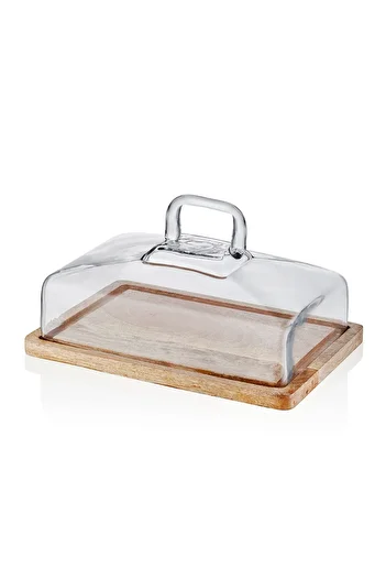 GUNES ZUCCACIYE Madera Rectangular Cake Storage Jar 16X28X18 cm