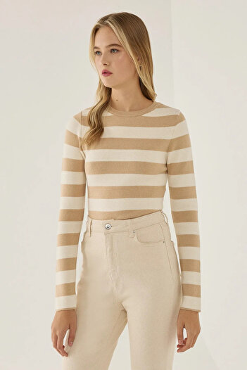 Hiccup Striped Crew Neck Knitwear Top