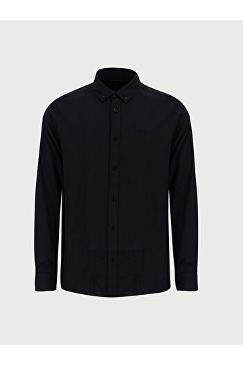 Ltb Black Textured Classic Collar Shirt