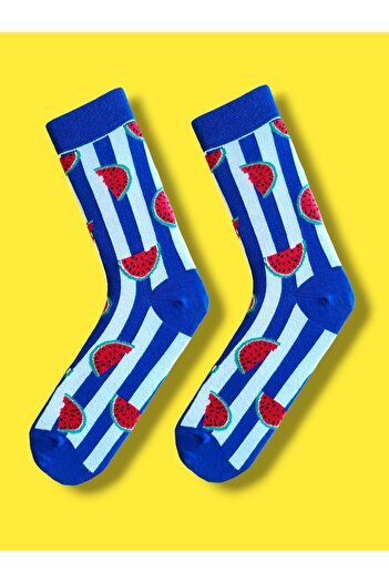 daphne studio Unisex Watermelon Retro Watermelon Pink Pink Socks Patterned Socket Below the Knee