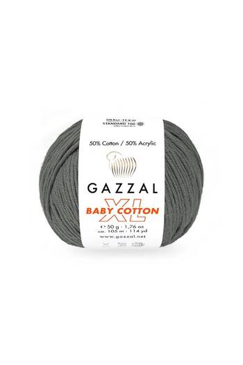 Gazzal Dark Gray Baby Cotton XL Knitting Yarn - 3450
