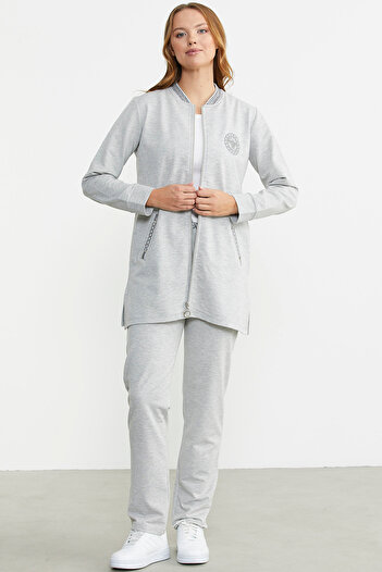 Sementa Marine Detailed Tunic Tracksuit Set - Gray