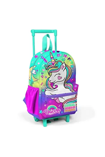 Coral High Little Nest Squeegee Backpack Lavender Water Green Unicorn Patterned Two Compartments 24029