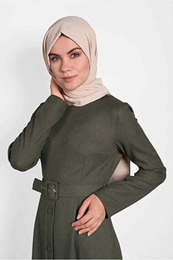 Alvina 40134 Model Dress with Belt and Buttons
