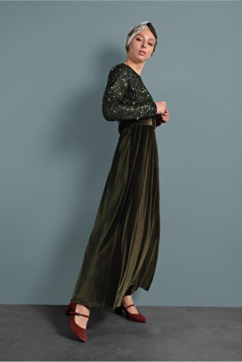 Alvina Pullu Velour Dress 40299