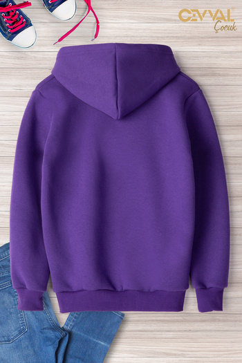 Cevval Heart Printed Hooded Oversize Kids Sweat Shirt
