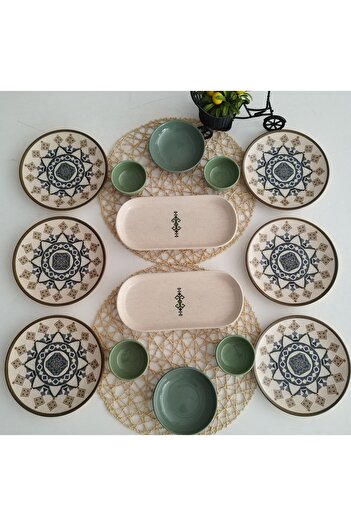 Keramika Green 6 Person Set Breakfast