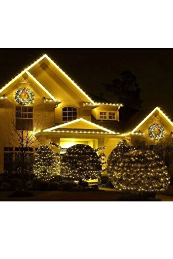 Dream Plus Hortum Kaplama Solar Güneş Enerjili 12metre 100 Led Aydınlatma Dekorasyon Dış Mekan Lambası Sarı