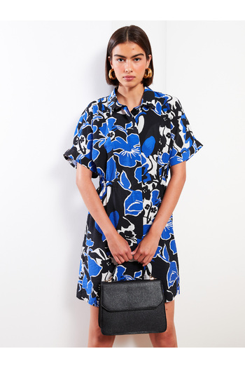 LC Waikiki Rochie cămașă de damă cu mânecă scurtă florală