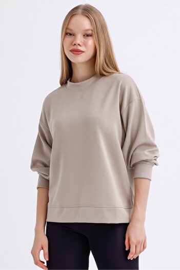 MD trend Kadın Bisiklet Yaka Basic  Oversize Modal Sweatshirt