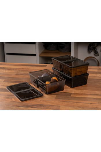 Codemfire 1.5 Liter 10 Pieces Anthracite Storage Container with Compartments - Freezer Suitable Pp5