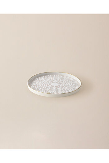 Madame Coco Beige/White Delit Round Presentation Tray