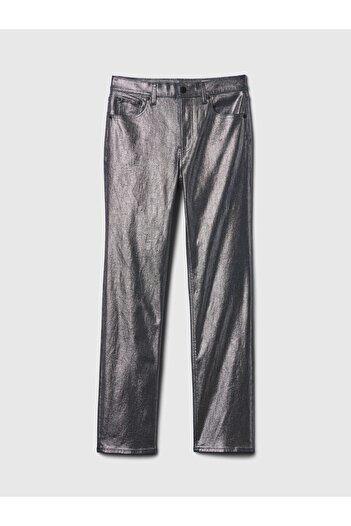GAP Kadın Gri High Rise Metalik '90s Straight Jean Pantolon