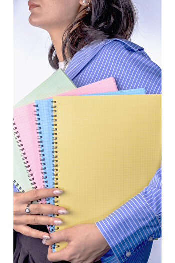 Dream Notes A4 Spiral School Notebook 50 Sheets 100 Pages Set of 4 - Checkered Notebook - Colorful Notebook