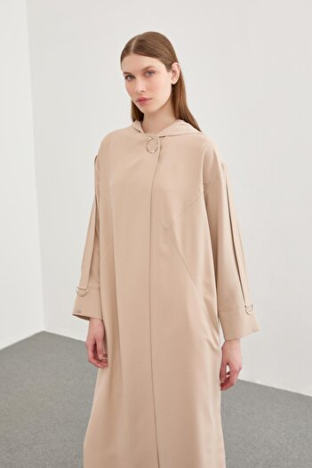 Zühre Hooded Sleeve Detailed Beige Wear Out GÇ-0179