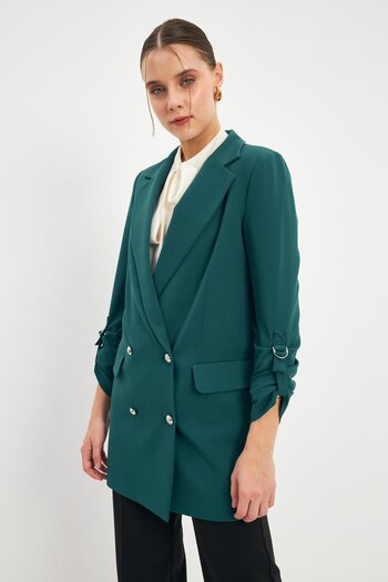 Zühre Emerald Jacket - Sleeve Detail, Model C-0002