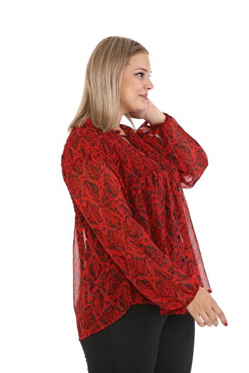 MYLİNE Gipe Detaylı Şifon Bluz