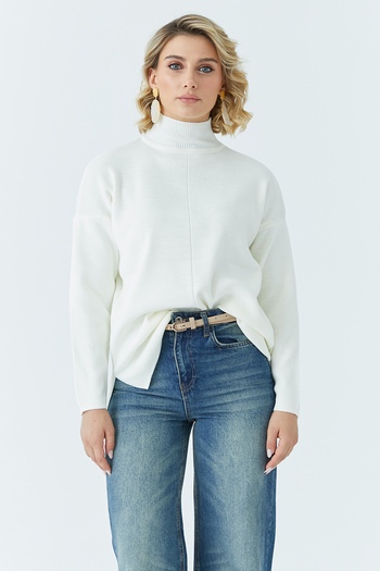 ModaPlaza Women's Half Fisherman Loose Sweater 4964