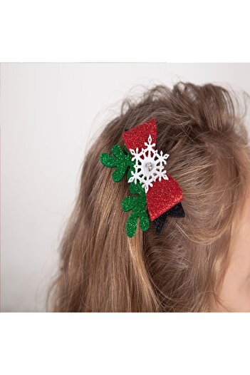 Nehirim Kids Kız Çocuk %100 Pamuk Uzun Kollu Kış Temalı Mevsimlik Ve Kışlık Kırmızı Salopet Elbise (2-3-4-5 YAŞ)