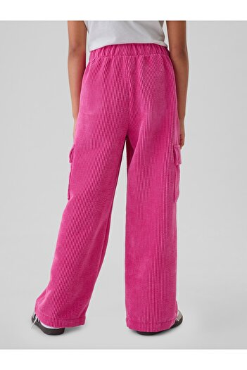 GAP Kız Çocuk Pembe Wide-Leg Kadife Pull-On Kargo Pantolon