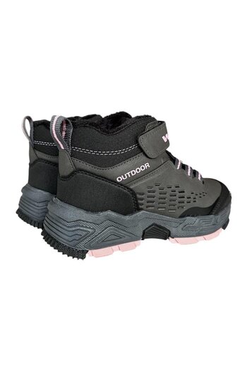 Liger Cırtlı İçi Yünlü Soğuk Geçirmez Outdoor Günlük Çocuk Bot FÜME - PEMBE