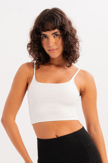 JUSTEVER Thin Strap Light Supported White Women's Sports Bra with Removable Pads - Spica