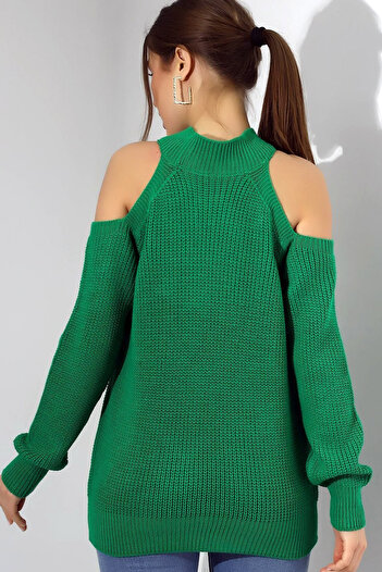 CoolLook Guler înalt cu gât înalt Decoltat pe umăr Cu fereastră Model standard Mânecă lungă Tricotaj gros de iarnă Pulover