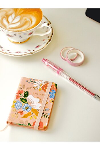 Nova Crafts Salmon Color Floral and Gilt Micro Notepad