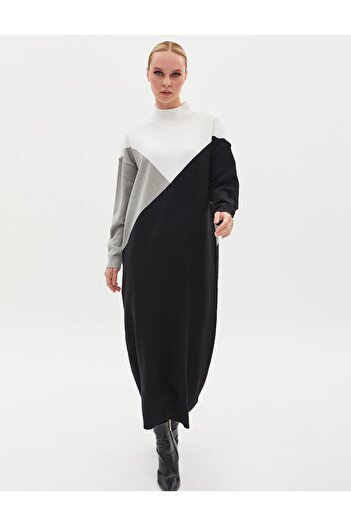 Kayra Turtleneck Black Colored Knitwear Dress - Exclusive