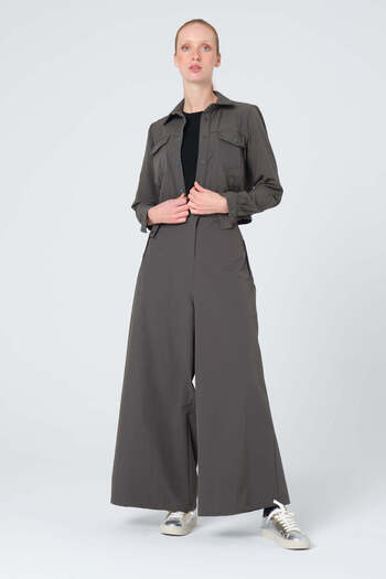 Monolou Stretch Fabric Front Pocket Snap Button Short Jogger Jacket Anthracite