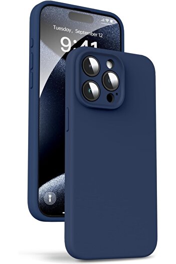 Fibaks Apple Iphone 15 Pro Max Uyumlu Kılıf Kamera Korumalı Lansman Içi Kadife Yumuşak Liquid Silikon Kapak