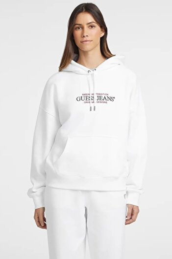 Guess Hanorac alb pentru femei W4YQ15KC811-G011