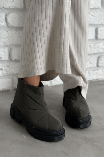 Shoebutik Μπότες Warsaw Khaki Green Parachute Inside Fur Detail Boots