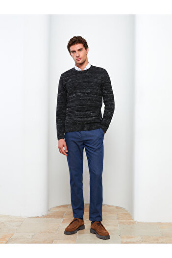 LC Waikiki Crew Neck Long Sleeve Patterned Men's Knitwear Sweater