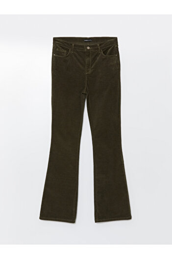 LC Waikiki Slim Fit Women's Velvet Trousers with Spanish Legs