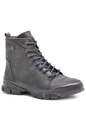 Voyager 6021 Μαύρες ανδρικές δερμάτινες μπότες Nubuck
