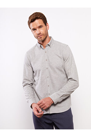 LC Waikiki Slim Fit Long Sleeve Gabardine Men's Shirt