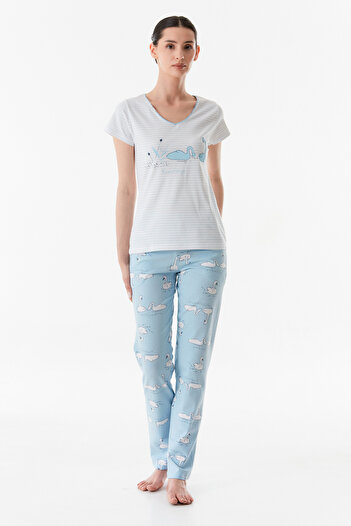Fulla Moda Set de pijamale cu model de lebădă